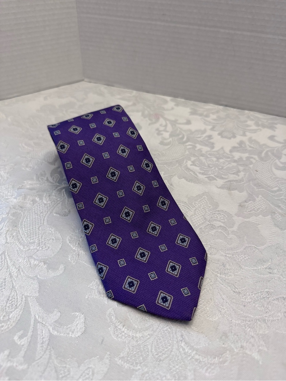 Brooks Brothers Makers Merchants Purple Diamond Silk‎ Tie Navy Old Money Dapper